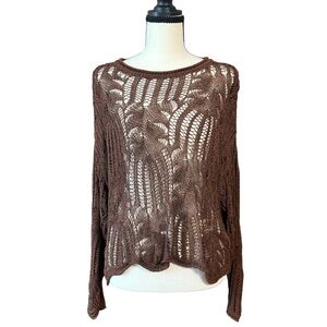 Zara Chocolate Brown Open Knit Sweater